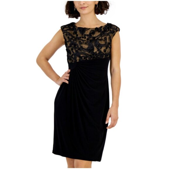 Connected Dress 16 Black Embroidered Ruffle Washable Cruise Wedding Party - Picture 1 of 13